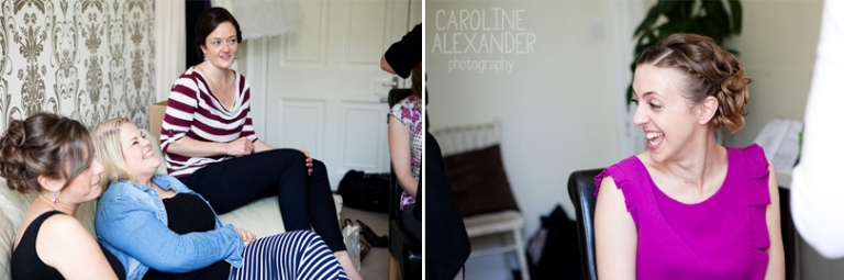 bridal party laughing