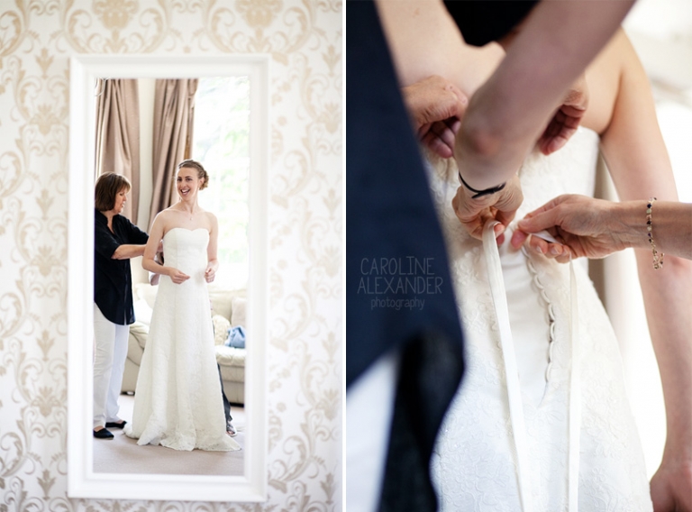 doing up the wedding dress