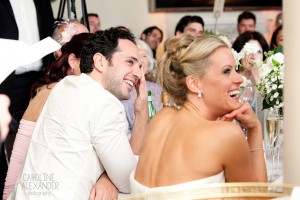 couple reaction to best man speech at Aynhoe Park