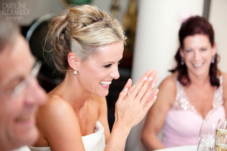 bride reaction to groom speech