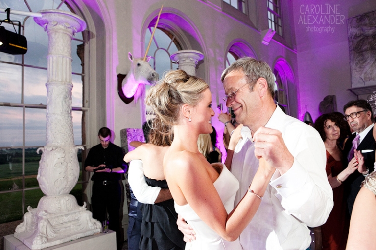 bride and dad dancing at Aynhoe Park
