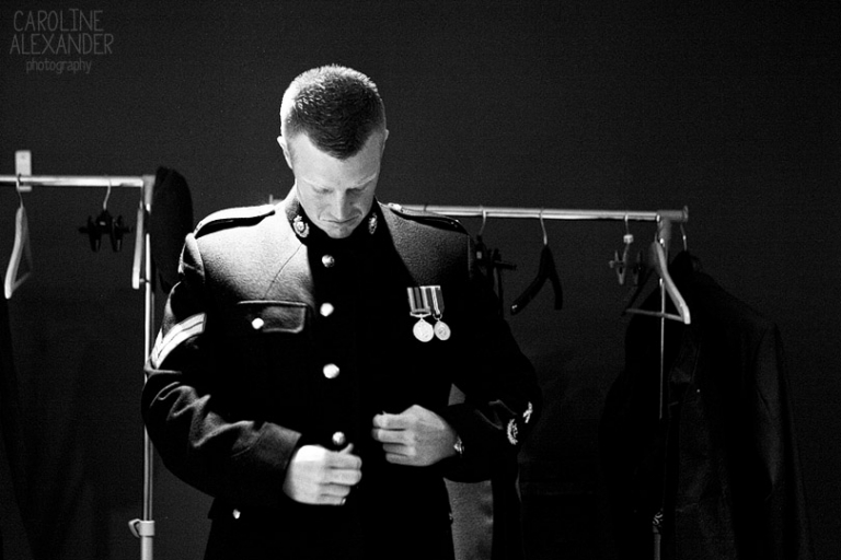 Barton House military groom getting ready