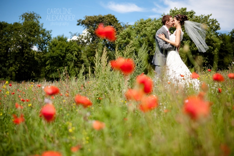 poppies wedding photograph Old Down Manor