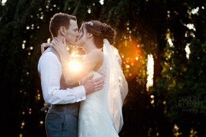 Old Down Manor Sunflare Wedding kiss