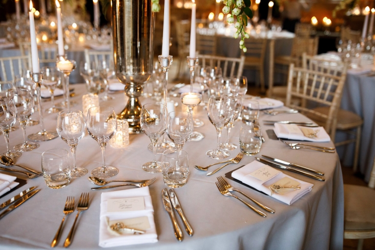 elegant grey and silver table setting 