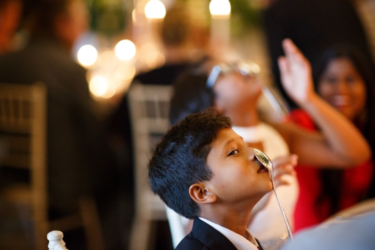 Berkeley Castle Wedding - playing around during meal