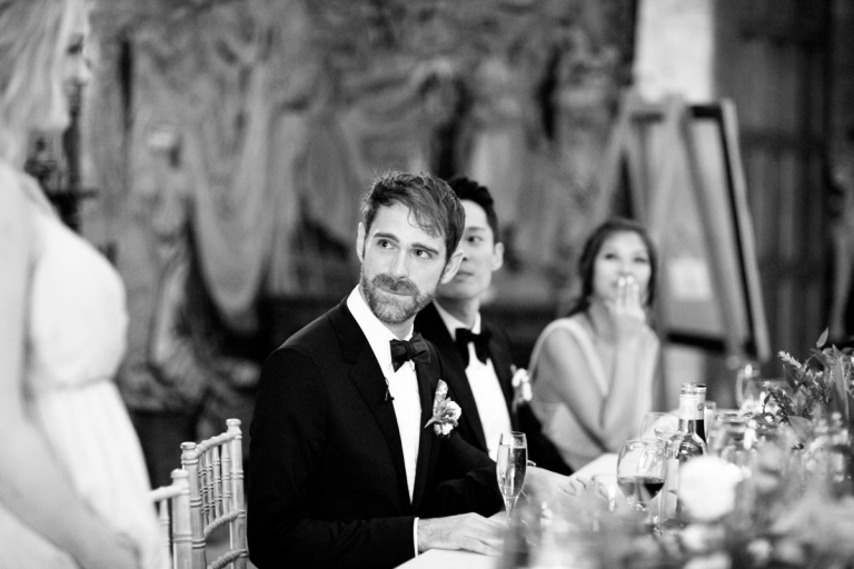 Berkeley Castle Wedding - groom gets emotional during sisters wedding speeches