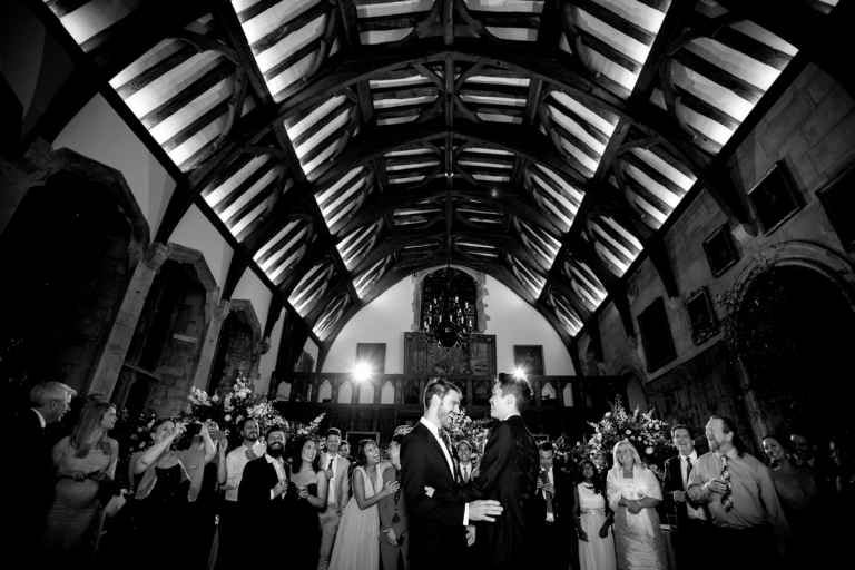 Berkeley Castle Wedding - two grooms share their first dance