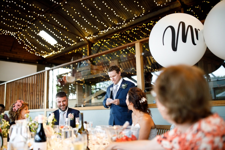 Bestman delivers speech at wedding at cripps stone barn