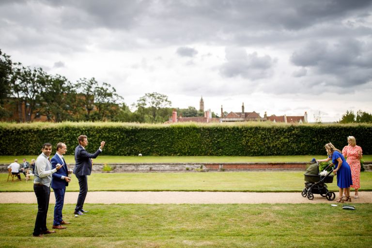 Playing boules in the gardens at the orangery at goldney house