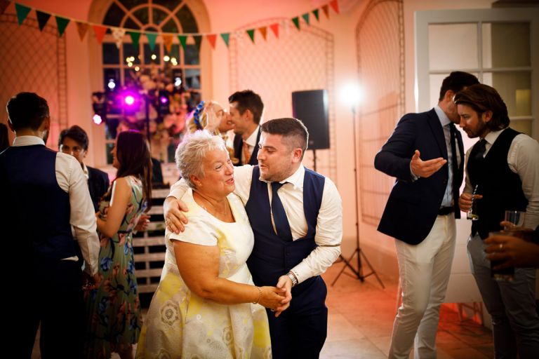 grooms mum and son in law dance at wedding in the orangery at goldney hall