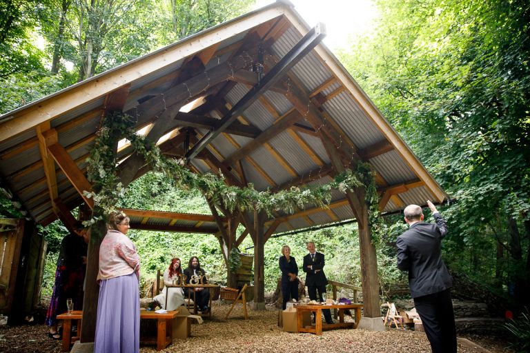 Guests gather for speeches at ARnos vale wedding photos