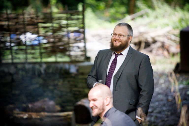 Guest laughs at outdoor speeches at arnos vale