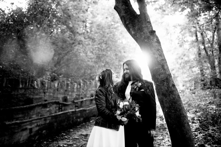 Sunflare hits couple at bristol forest wedding