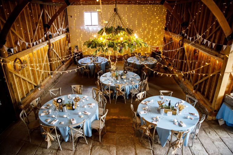 View of tables from above at The Over Barn