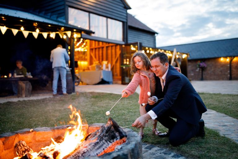 Toasting marshmellows at The Over Barn