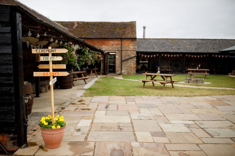 The Over Barn wedding sign post