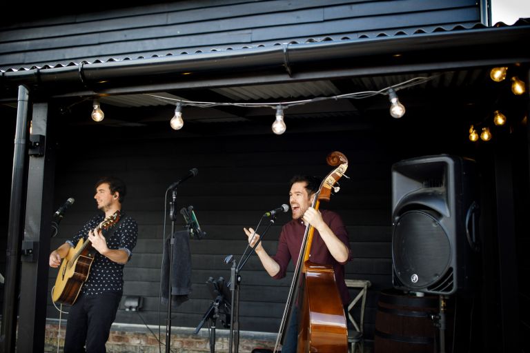 Mister Kanish performing at wedding at The Over Barn in Gloucester