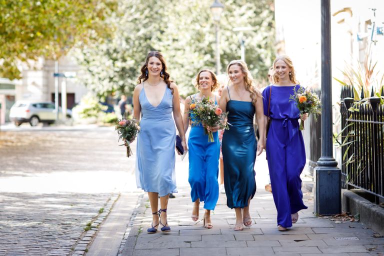 Bridesmaids arrive at same sex wedding Bristol