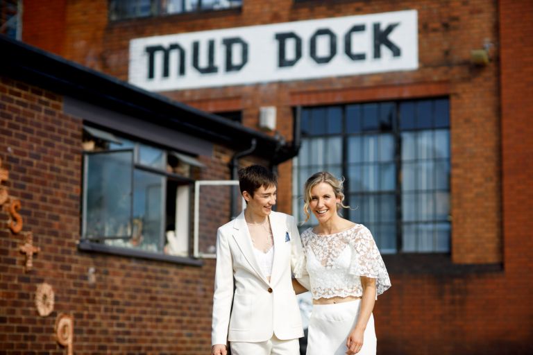Mud Dock same sex Bristol wedding couple photo