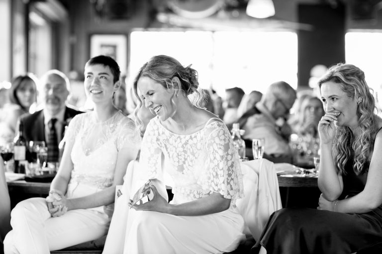 Guests laugh in disbelief at wedding speech central Bristol wedding